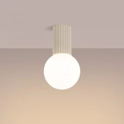 Plafony - plafon łazienkowy lampa kula halo beżowa ip44 sollux sl.1718 