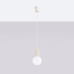 Lampy-sufitowe - lampa wisząca kula mleczna z brązem halo 1 beżowa sollux sl.1719 
