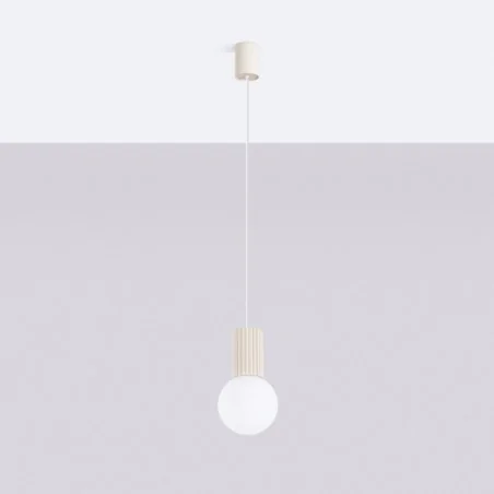 Lampy-sufitowe - lampa wisząca kula mleczna z brązem halo 1 beżowa sollux sl.1719 