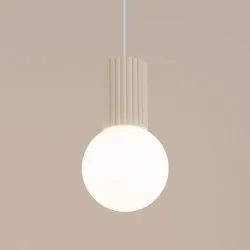 Lampy-sufitowe - lampa wisząca kula mleczna z brązem halo 1 beżowa sollux sl.1719 