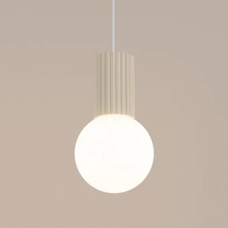 Lampy-sufitowe - lampa wisząca kula mleczna z brązem halo 1 beżowa sollux sl.1719 