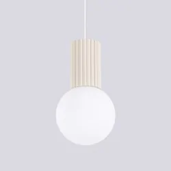 Lampy-sufitowe - lampa wisząca kula mleczna z brązem halo 1 beżowa sollux sl.1719 