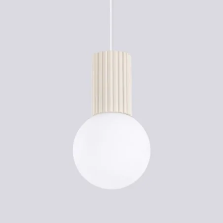 Lampy-sufitowe - lampa wisząca kula mleczna z brązem halo 1 beżowa sollux sl.1719 