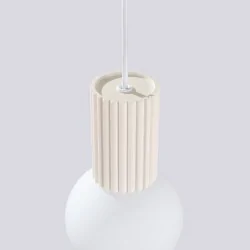Lampy-sufitowe - lampa wisząca kula mleczna z brązem halo 1 beżowa sollux sl.1719 