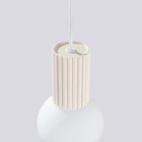 Lampy-sufitowe - lampa wisząca kula mleczna z brązem halo 1 beżowa sollux sl.1719 