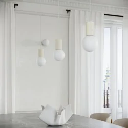 Lampy-sufitowe - lampa wisząca kula mleczna z brązem halo 1 beżowa sollux sl.1719 