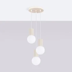 Lampy-sufitowe - lampa wisząca 3 kule sufitowe halo 3p beżowa sollux sl.1720 