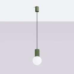 Lampy-sufitowe - lampa wisząca sufitowa zwis g9 kula zielona oliwka halo sl.1724 sollux 