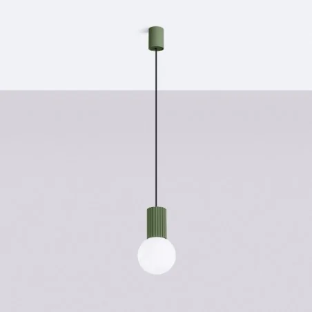 Lampy-sufitowe - lampa wisząca sufitowa zwis g9 kula zielona oliwka halo sl.1724 sollux 