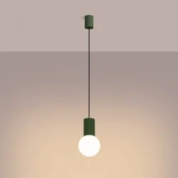 Lampy-sufitowe - lampa wisząca sufitowa zwis g9 kula zielona oliwka halo sl.1724 sollux 