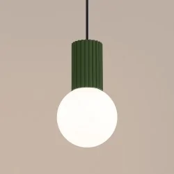 Lampy-sufitowe - lampa wisząca sufitowa zwis g9 kula zielona oliwka halo sl.1724 sollux 