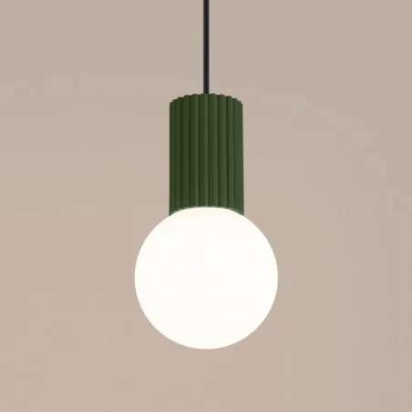 Lampy-sufitowe - lampa wisząca sufitowa zwis g9 kula zielona oliwka halo sl.1724 sollux 