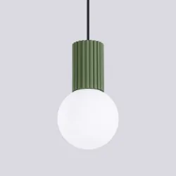 Lampy-sufitowe - lampa wisząca sufitowa zwis g9 kula zielona oliwka halo sl.1724 sollux 