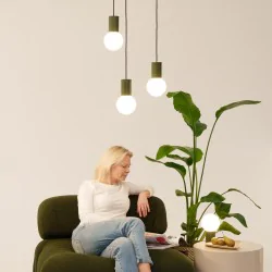 Lampy-sufitowe - lampa wisząca sufitowa zwis g9 kula zielona oliwka halo sl.1724 sollux 