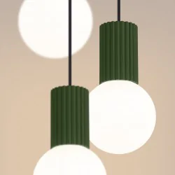 Lampy-sufitowe - lampa wisząca sufitowa potrójna zwis kula zielona oliwka halo sl.1725 sollux 
