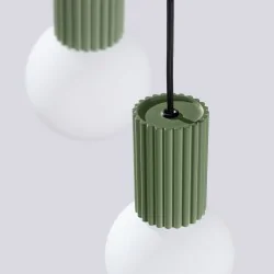 Lampy-sufitowe - lampa wisząca sufitowa potrójna zwis kula zielona oliwka halo sl.1725 sollux 