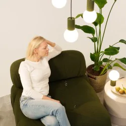 Lampy-sufitowe - lampa wisząca sufitowa potrójna zwis kula zielona oliwka halo sl.1725 sollux 