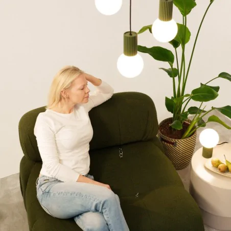 Lampki-biurkowe - lampa biurkowa kula na karbowanej podstawie halo zielona oliwka sollux sl.1726 