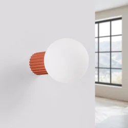 Kinkiety-lazienkowe - kinkiet kula do łazienki lampa ścienna halo ochra czerwona ip44 sollux sl.1727 