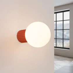 Kinkiety-lazienkowe - kinkiet kula do łazienki lampa ścienna halo ochra czerwona ip44 sollux sl.1727 