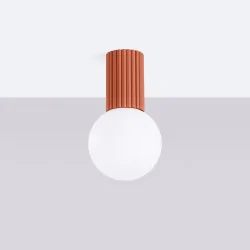 Lampy-sufitowe - plafon lampa przysufitowa kula g9 halo ochra czerwona ip44 sollux sl.1728 