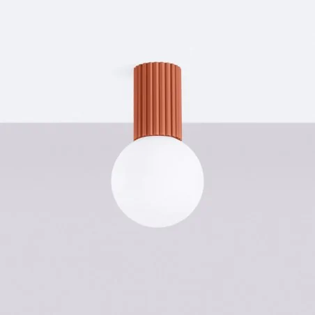 Lampy-sufitowe - plafon lampa przysufitowa kula g9 halo ochra czerwona ip44 sollux sl.1728 