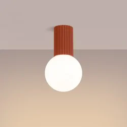 Lampy-sufitowe - plafon lampa przysufitowa kula g9 halo ochra czerwona ip44 sollux sl.1728 