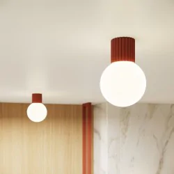 Lampy-sufitowe - plafon lampa przysufitowa kula g9 halo ochra czerwona ip44 sollux sl.1728 