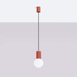 Lampy-sufitowe - lampa wisząca zwis sufitowy kula halo 1 ochra czerwona sollux sl.1729 