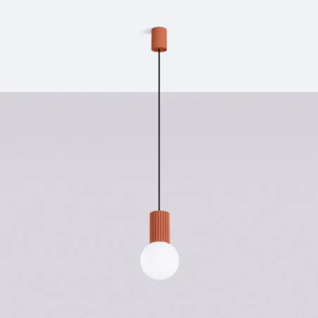 Lampy-sufitowe - lampa wisząca zwis sufitowy kula halo 1 ochra czerwona sollux sl.1729 