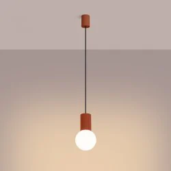 Lampy-sufitowe - lampa wisząca zwis sufitowy kula halo 1 ochra czerwona sollux sl.1729 