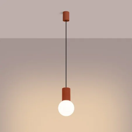 Lampy-sufitowe - lampa wisząca zwis sufitowy kula halo 1 ochra czerwona sollux sl.1729 