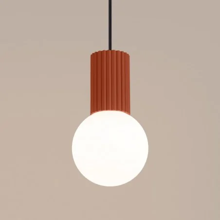 Lampy-sufitowe - lampa wisząca zwis sufitowy kula halo 1 ochra czerwona sollux sl.1729 