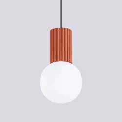 Lampy-sufitowe - lampa wisząca zwis sufitowy kula halo 1 ochra czerwona sollux sl.1729 