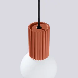 Lampy-sufitowe - lampa wisząca zwis sufitowy kula halo 1 ochra czerwona sollux sl.1729 