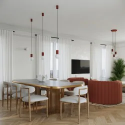 Lampy-sufitowe - lampa wisząca zwis sufitowy kula halo 1 ochra czerwona sollux sl.1729 