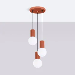 Lampy-sufitowe - lampa wisząca  3 zwisające kule halo 3p ochra czerwona sollux sl.1730 