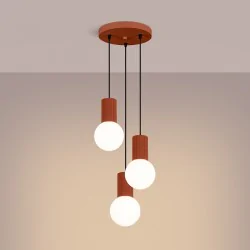 Lampy-sufitowe - lampa wisząca  3 zwisające kule halo 3p ochra czerwona sollux sl.1730 