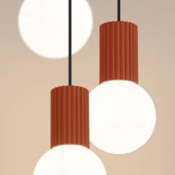 Lampy-sufitowe - lampa wisząca  3 zwisające kule halo 3p ochra czerwona sollux sl.1730 