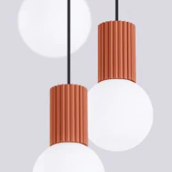 Lampy-sufitowe - lampa wisząca  3 zwisające kule halo 3p ochra czerwona sollux sl.1730 
