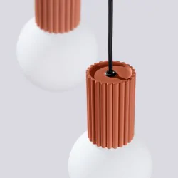 Lampy-sufitowe - lampa wisząca  3 zwisające kule halo 3p ochra czerwona sollux sl.1730 