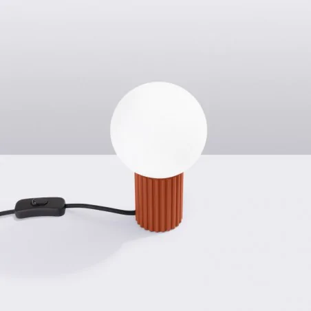 Lampki-biurkowe - lampa na biurko kula z białym kloszem g9 halo ochra czerwona sollux sl.1731 
