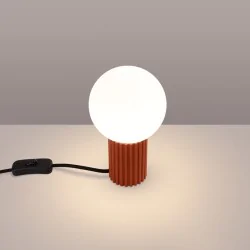 Lampki-biurkowe - lampa na biurko kula z białym kloszem g9 halo ochra czerwona sollux sl.1731 