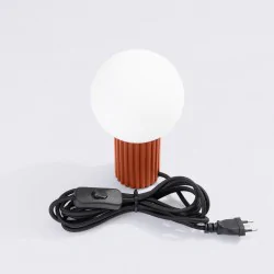Lampki-biurkowe - lampa na biurko kula z białym kloszem g9 halo ochra czerwona sollux sl.1731 