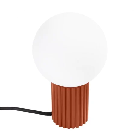 Lampki-biurkowe - lampa na biurko kula z białym kloszem g9 halo ochra czerwona sollux sl.1731 