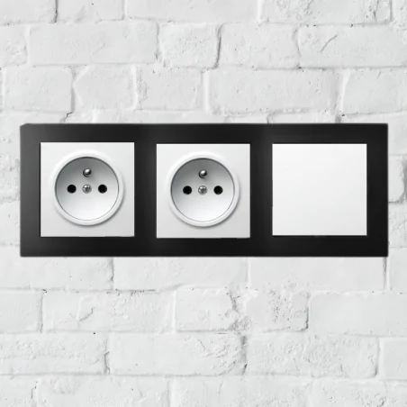 Ramki-potrojne - ramka potrójna instalacyjna czarny metalik do gniazd i włączników z serii as ospel r-3g/33 