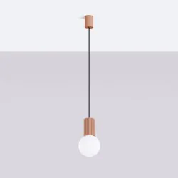 Lampy-sufitowe - lampa wisząca mleczna kula z brązową wstawką halo 1 mocca sollux sl.1734 