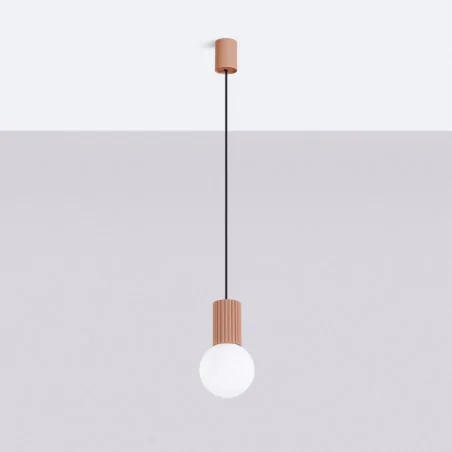 Lampy-sufitowe - lampa wisząca mleczna kula z brązową wstawką halo 1 mocca sollux sl.1734 