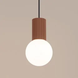 Lampy-sufitowe - lampa wisząca mleczna kula z brązową wstawką halo 1 mocca sollux sl.1734 