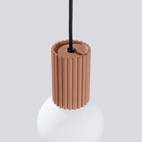Lampy-sufitowe - lampa wisząca mleczna kula z brązową wstawką halo 1 mocca sollux sl.1734 